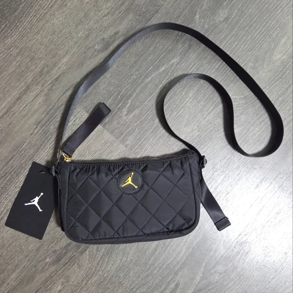 NWT Jordan Quilted Black Crossbody Bag with Gold Accent - Picture 1 of 3